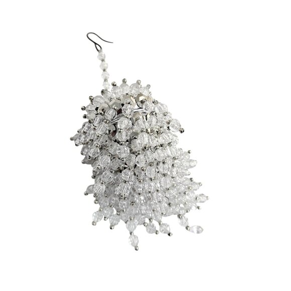 Christmas Cascading Beaded Chandelier Ornament VTG Tea Ball Glam Chic Decor - Picture 8 of 9